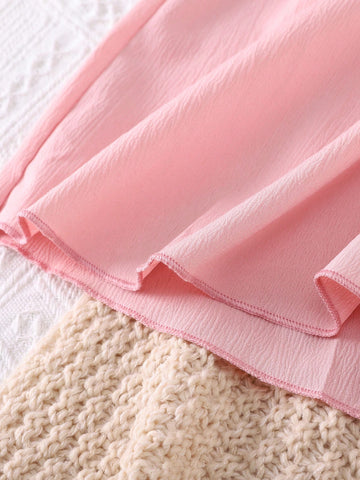 Young Girl' Summer Casual Solid Color Ruffled Sleeve Dress, Girls Clothing