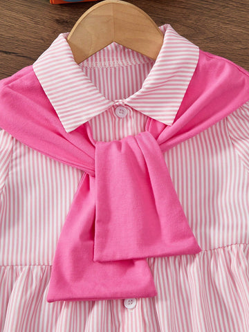 Young Girl Summer Casual Striped Ruffle Hem Dress