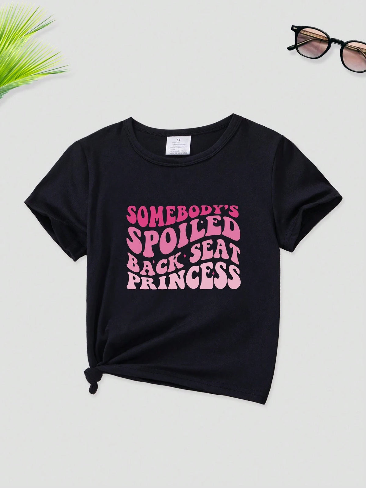 Young Girl Summer Casual T-Shirt With Slogan Print