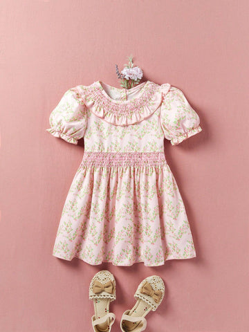 Young Girl Summer Elegant And Classical Charming Floral Vacation Casual Dress For College Style
