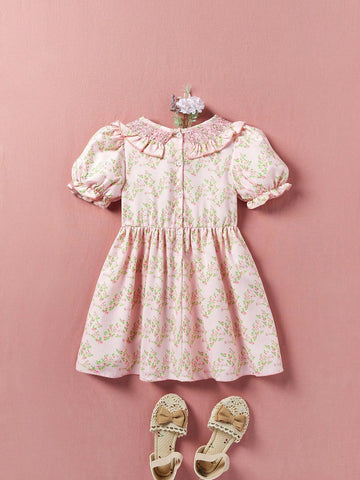 Young Girl Summer Elegant And Classical Charming Floral Vacation Casual Dress For College Style