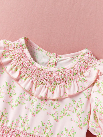 Young Girl Summer Elegant And Classical Charming Floral Vacation Casual Dress For College Style