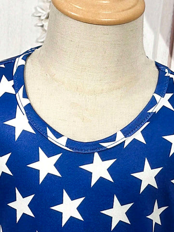 Young Girl Summer Fashion American Flag Printed Sleeveless Dress