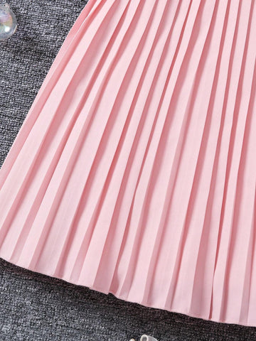 Young Girl Summer Fashionable And Elegant Pleated Ruffle Sleeve Soft And Comfortable Dress