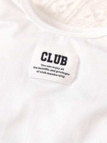 Young Girl Summer Frayed Denim Vest And Extended Length Pants With Patch Shirt Set