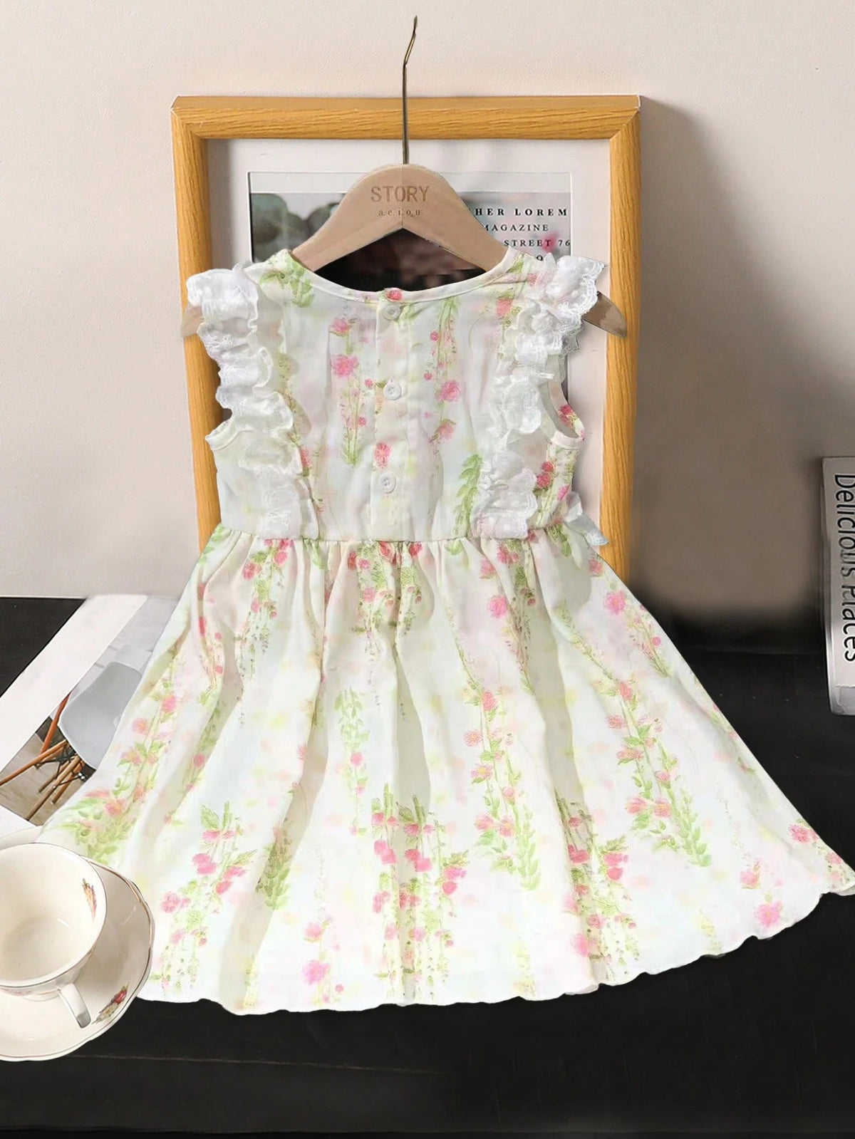 Young Girl Summer Holiday Floral Print Ruffle Hem Dress