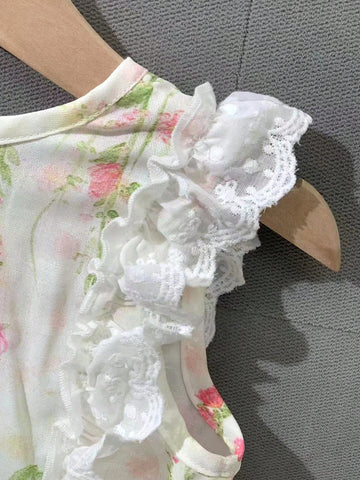 Young Girl Summer Holiday Floral Print Ruffle Hem Dress