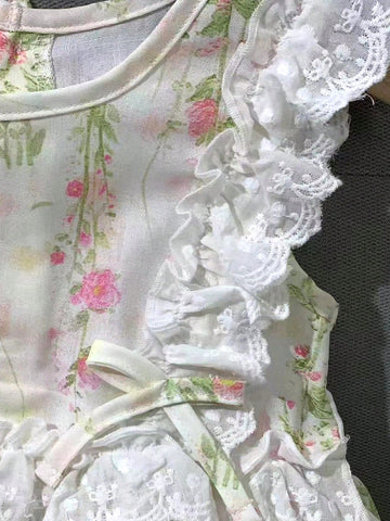 Young Girl Summer Holiday Floral Print Ruffle Hem Dress