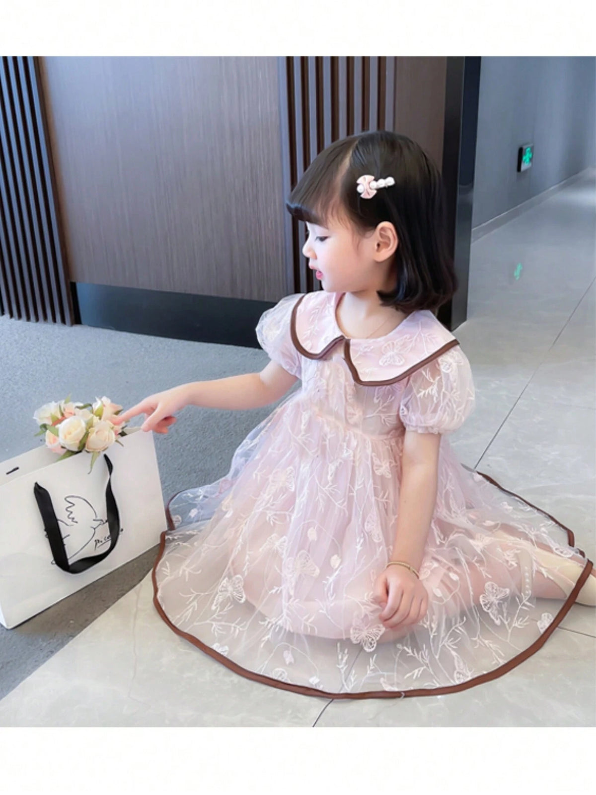 Young Girl Summer New Princess Dress, Cute Puff Sleeve Dress