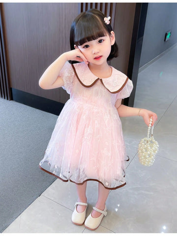Young Girl Summer New Princess Dress, Cute Puff Sleeve Dress