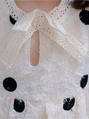 Young Girl Summer Polka Dot Printed Short Sleeve Dress