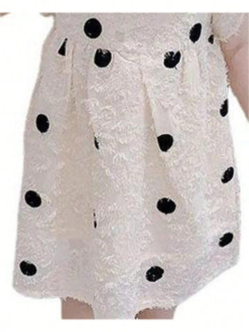 Young Girl Summer Polka Dot Printed Short Sleeve Dress