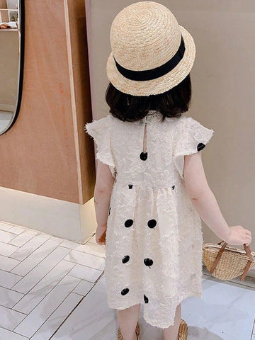 Young Girl Summer Polka Dot Printed Short Sleeve Dress