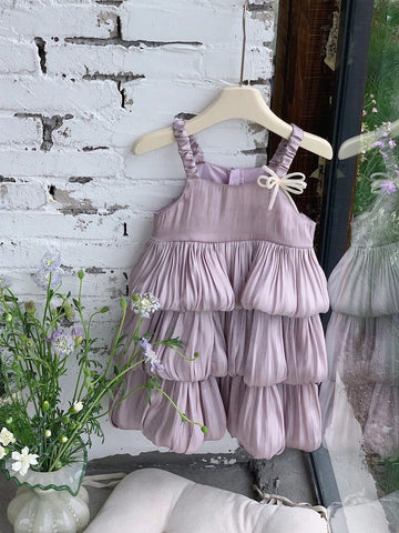 Young Girl Summer Simple Ruffle Hem Cami Dress