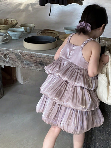 Young Girl Summer Simple Ruffle Hem Cami Dress