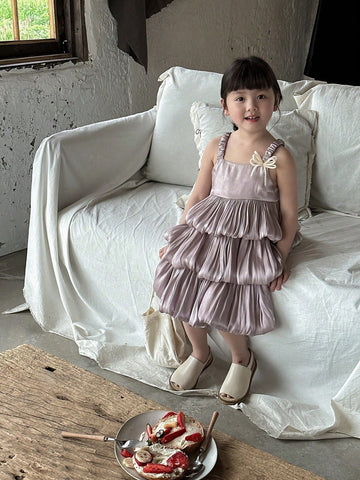 Young Girl Summer Simple Ruffle Hem Cami Dress