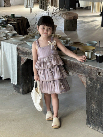 Young Girl Summer Simple Ruffle Hem Cami Dress