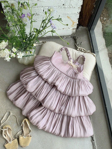 Young Girl Summer Simple Ruffle Hem Cami Dress