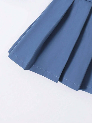 Young Girl Summer Vintage Dress With Spaghetti Straps, Gathered Waist, Pleated Dress And Removable Belt