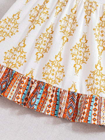 Young Girl Summery Dress, Charming & Graceful Children Outdoor Mid-Length Dress