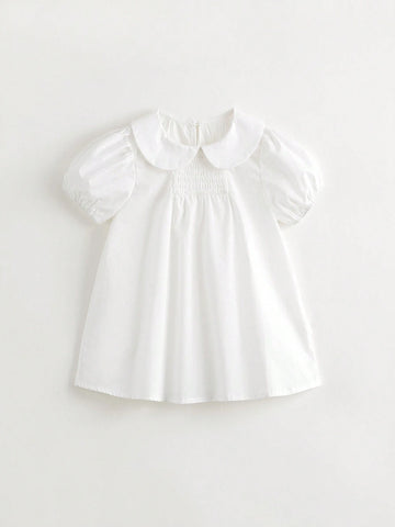Young Girl Sweet And Cute Doll Collar Bubble-Sleeved Short Dress Summer