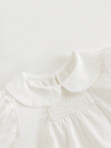 Young Girl Sweet And Cute Doll Collar Bubble-Sleeved Short Dress Summer