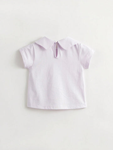 Young Girl Sweet And Lovely Strawberry Doll Collar Short-Sleeved T-Shirt With A Slight Sexy Breathable Feeling In Summer