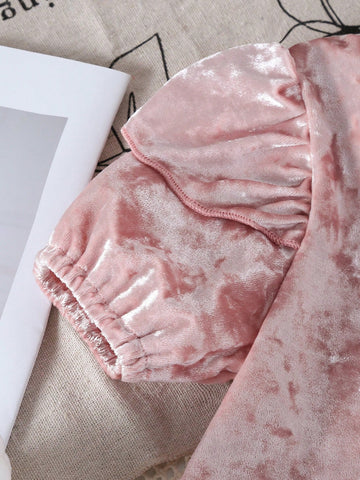 Young Girl Sweet Elegant Party Style Plush Ruched Cake Dress, Suitable For Attending Parties, Spring/Autumn