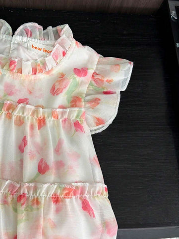 Young Girl Sweet Floral Printdress For Summer