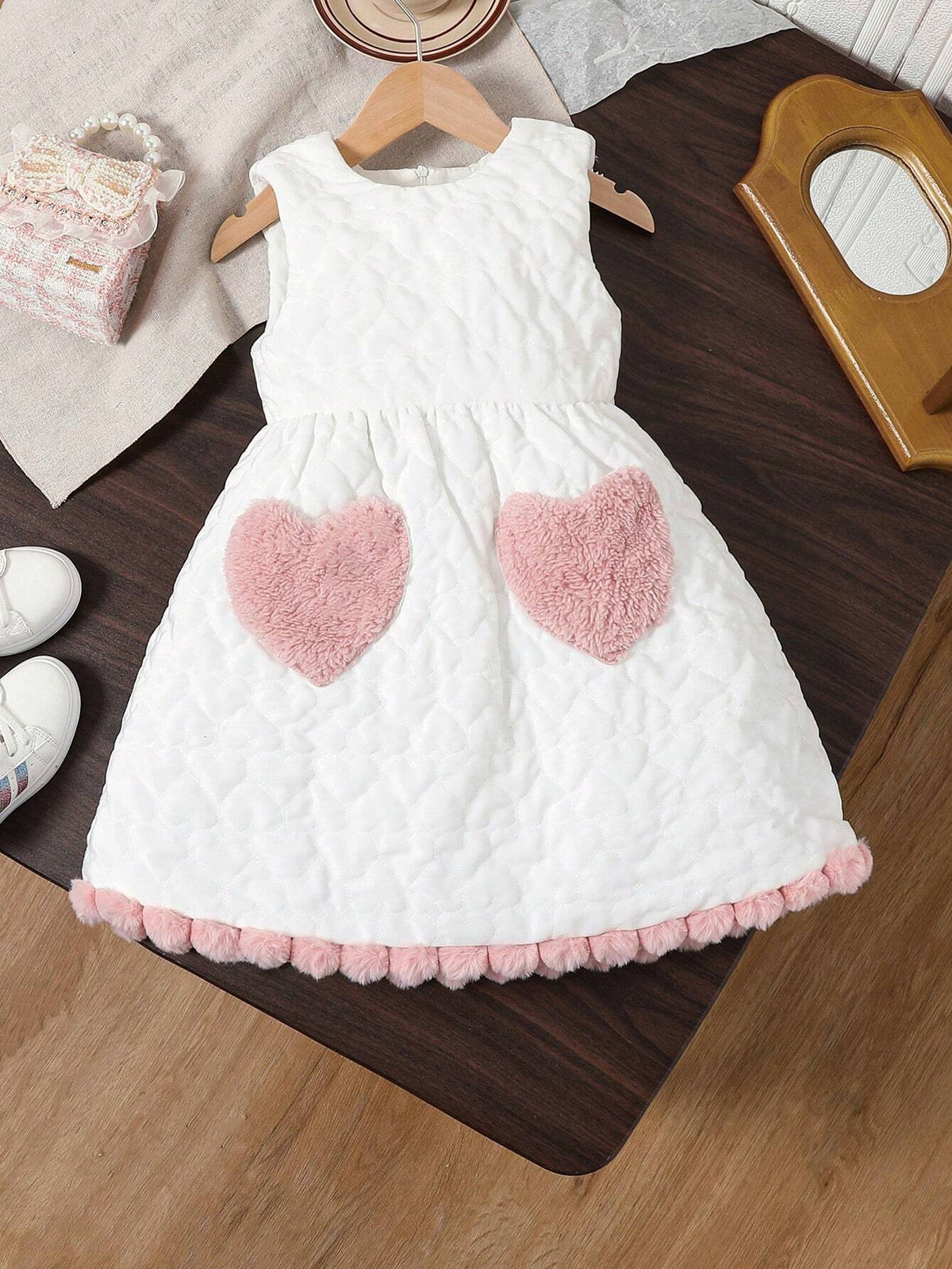 Young Girl' Sweet Ombre Pink Butterfly Puff Sleeve Mesh Patchwork Dress