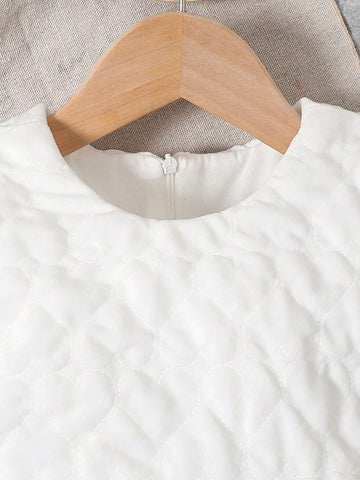 Young Girl' Sweet Ombre Pink Butterfly Puff Sleeve Mesh Patchwork Dress