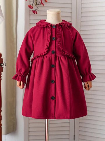 Young Girl Sweet Ombre Pink Butterfly Puff Sleeve Mesh Splice Dress