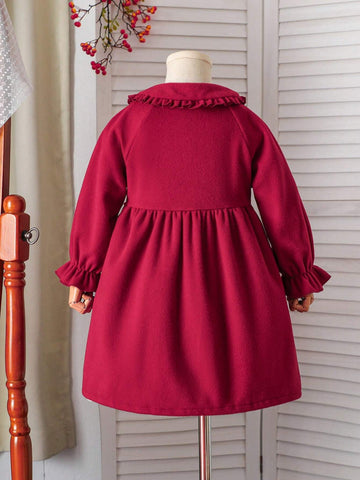 Young Girl Sweet Ombre Pink Butterfly Puff Sleeve Mesh Splice Dress