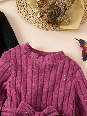 Young Girl Sweet Princess Elegant Feather Cuff Sleeve Long Sleeve Dress, Suitable For Spring Wear Or Layering In Fall/Winter