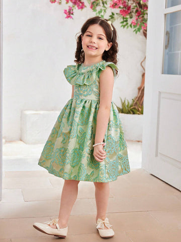 Young Girl Sweet & Lovely Ombre Pink Butterfly Mesh Patchwork Dress
