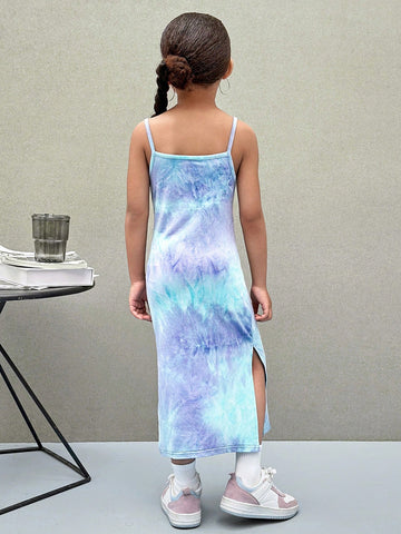 Young Girl Tie Dye Knit Snug Fit Casual Camisole Dress