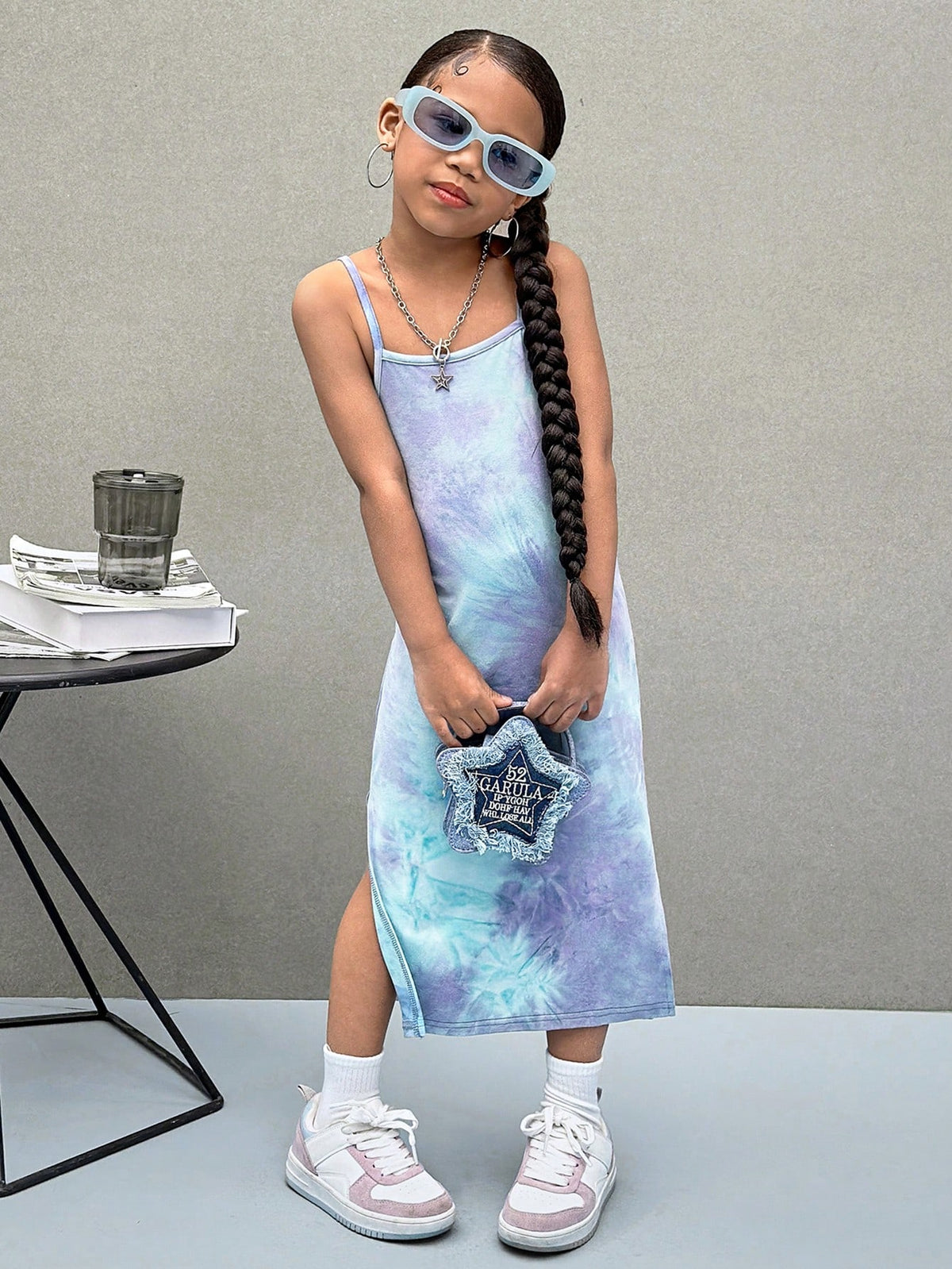 Young Girl Tie Dye Knit Snug Fit Casual Camisole Dress