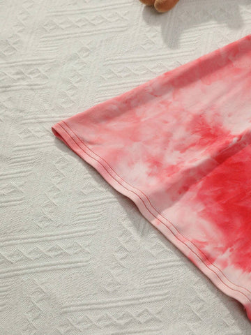 Young Girl Tie Dye & Figure Graphic Tee Dress For Summer