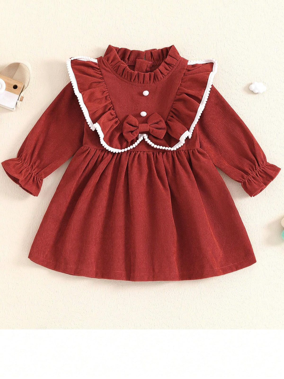 Young Girl Toddler Young Girl Corduroy Ruffle Long Sleeve Dress Princess Party Dress Fall Winter Outfit