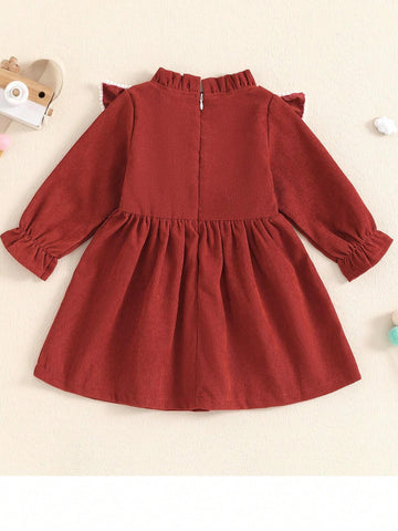 Young Girl Toddler Young Girl Corduroy Ruffle Long Sleeve Dress Princess Party Dress Fall Winter Outfit