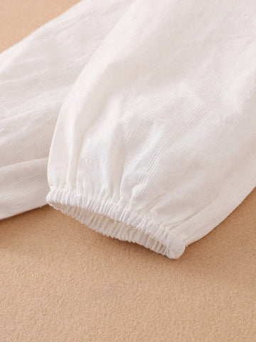 Young Girl Turndown Collar Long Sleeve Thin Blouse, Autumn