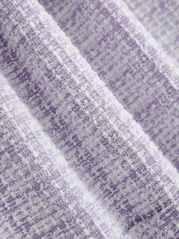 Young Girl Tweed Lace Collar Sleeveless A-Line Dress, Purple & White Elegant Princess Style, Spring & Autumn