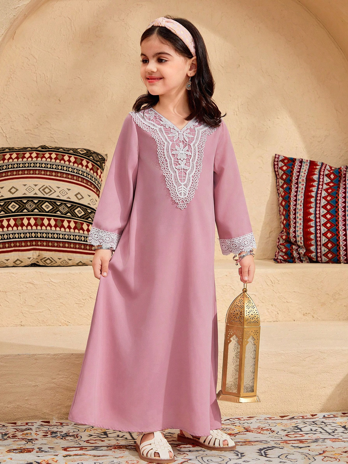 Young Girl V-Neck Slim Fit Casual Shift Dress