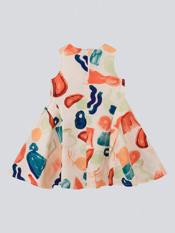 Young Girl Vacation Beach Dress Children Summer Sleeveless Dress 2024 New Pure Cotton Stylish Girl Skirt