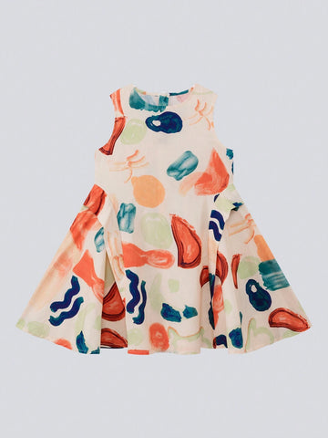 Young Girl Vacation Beach Dress Children Summer Sleeveless Dress 2024 New Pure Cotton Stylish Girl Skirt