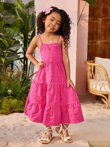 Young Girl Vacation Seaside Bow Sling Dress