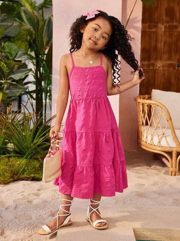Young Girl Vacation Seaside Bow Sling Dress