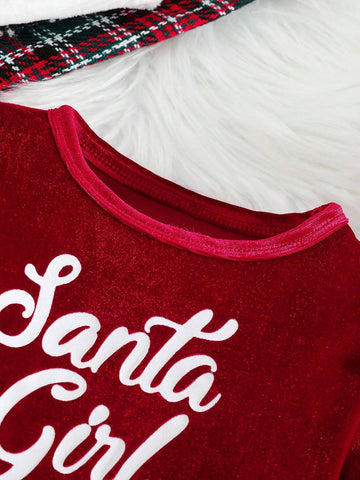 Young Girl Velvet Christmas Party Dress