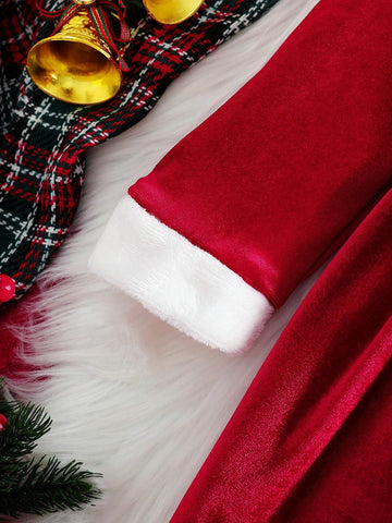 Young Girl Velvet Christmas Party Dress