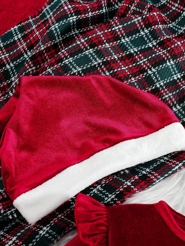 Young Girl Velvet Christmas Party Dress